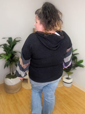Harmony Herringbone Balloon Sleeve Hoodie