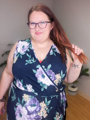 Marcie Navy Crossover Floral Dress