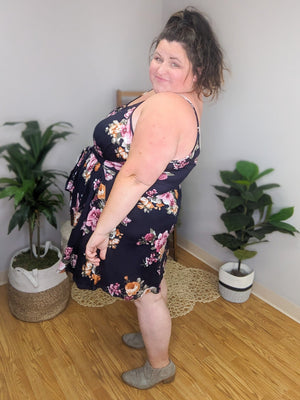 Navy Nostalgia Floral Sash Dress