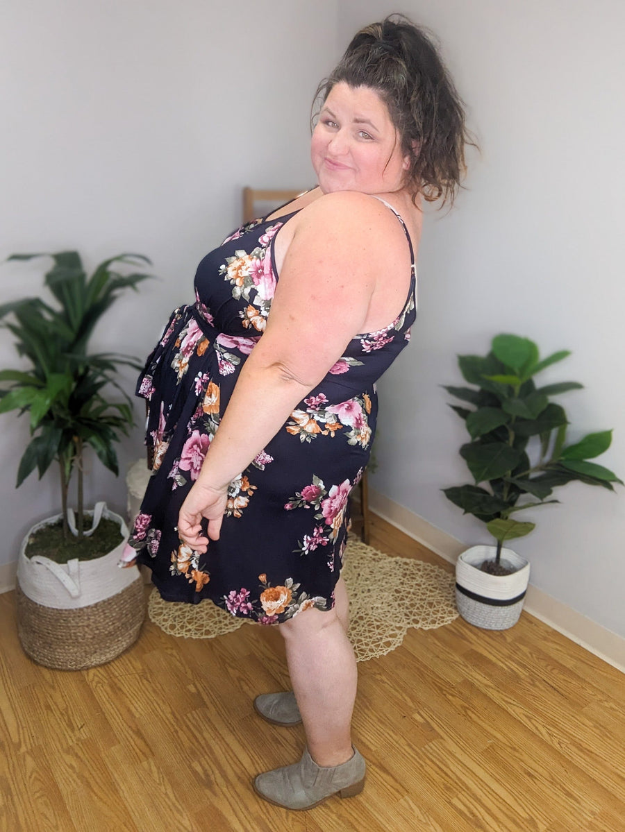 Navy Nostalgia Floral Sash Dress