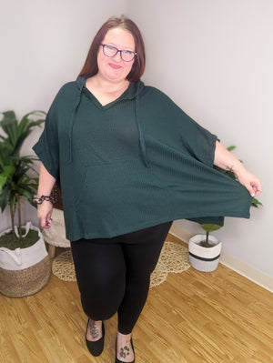 Mianna Teal 3/4 Sleeve Hooded Pullover