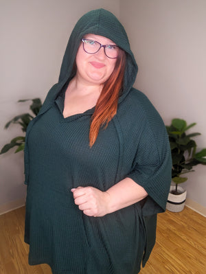 Mianna Teal 3/4 Sleeve Hooded Pullover