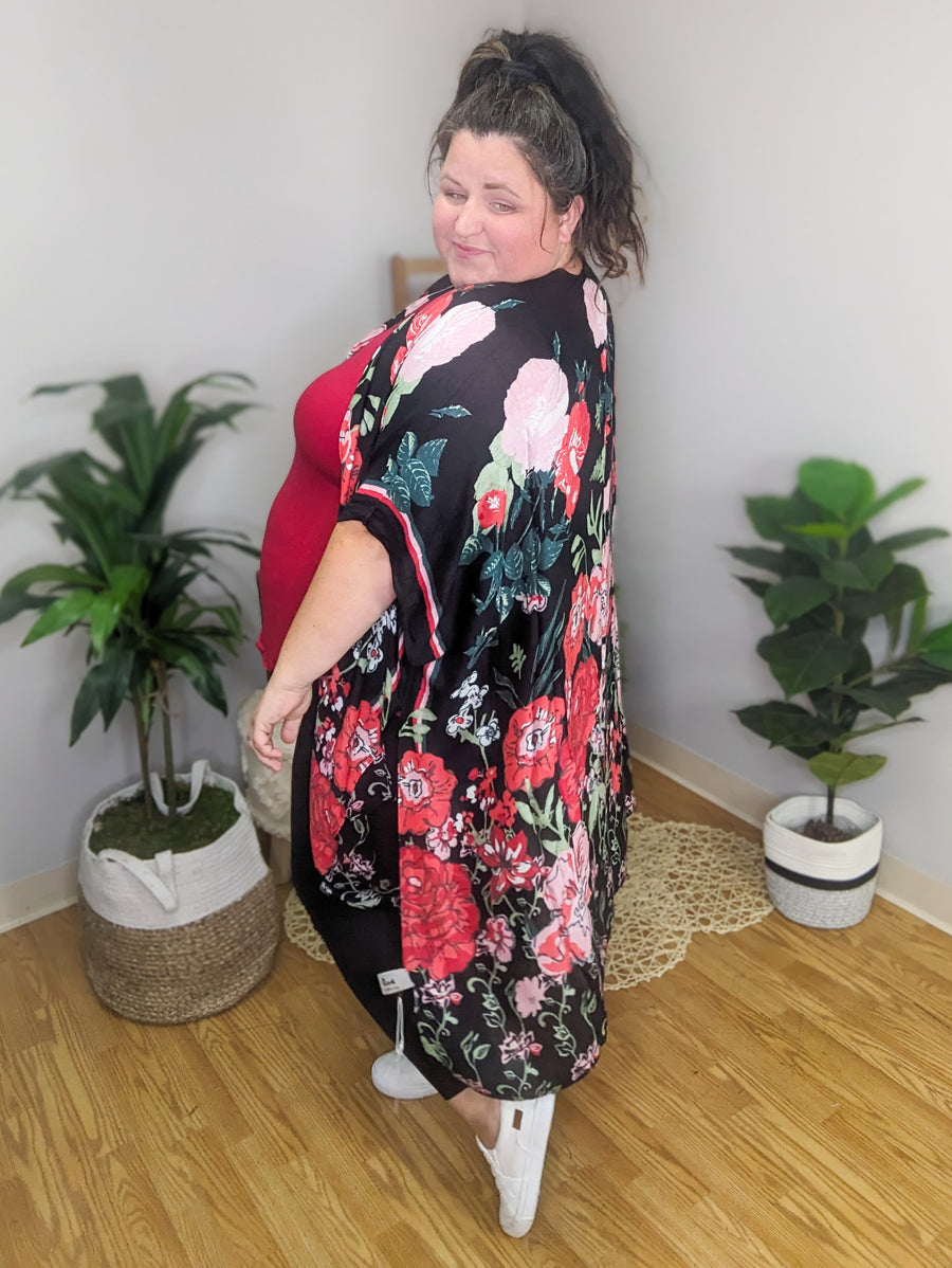 Ruby Red Flower Garden Kimono