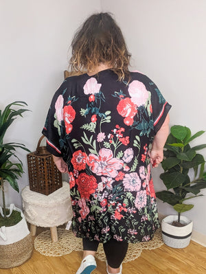 Ruby Red Flower Garden Kimono