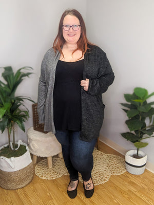 Tori Two Tone Open Cardigan in Grays
