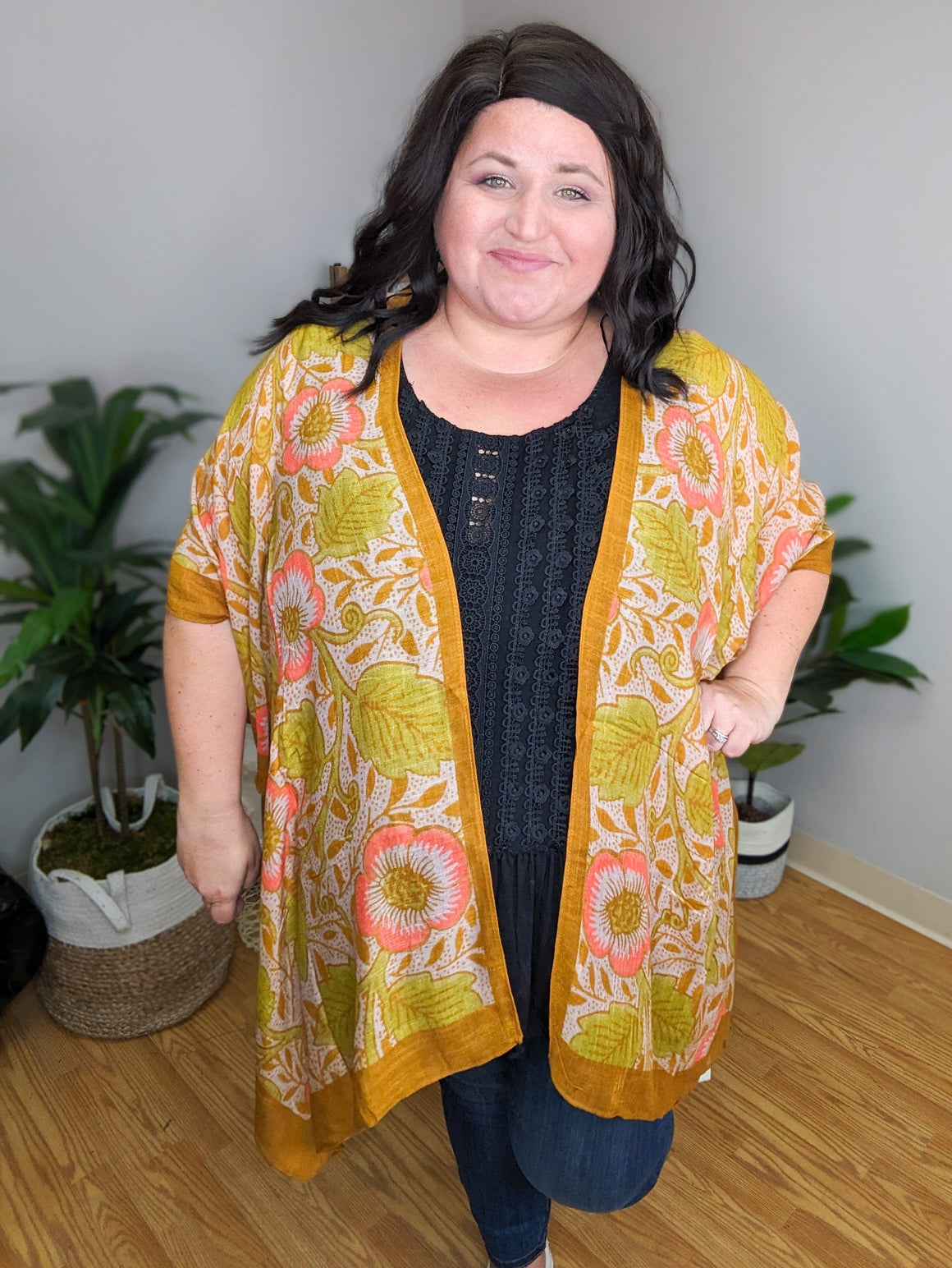 Raina Retro Fall Floral Kimono