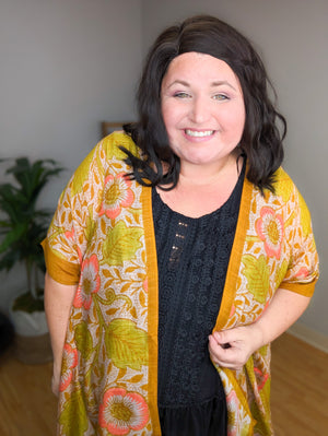Raina Retro Fall Floral Kimono