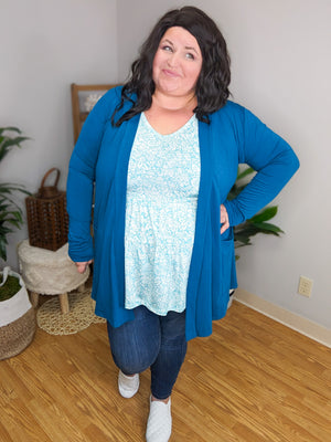 Teal Topped Floral Flowy Tiered Babydoll
