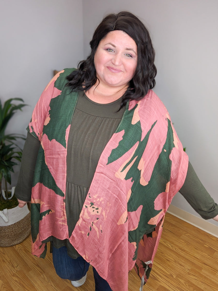 Georgia Green + Pink Widescale Floral Kimono