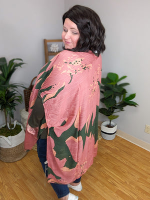 Georgia Green + Pink Widescale Floral Kimono