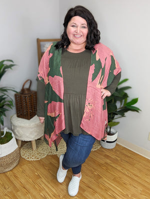 Georgia Green + Pink Widescale Floral Kimono