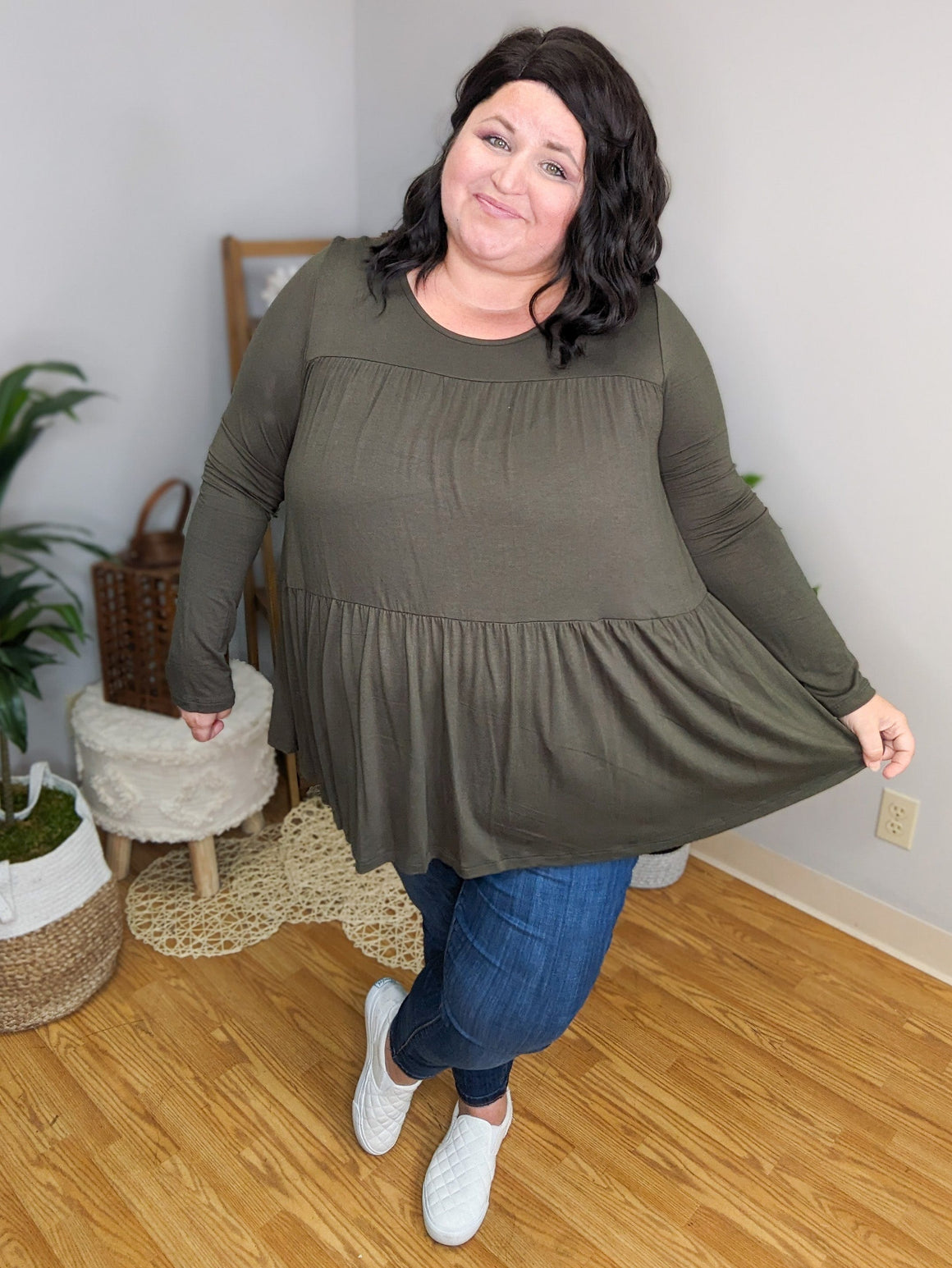 Fiona Flowy Tiered Long Sleeve Top (4 colors)