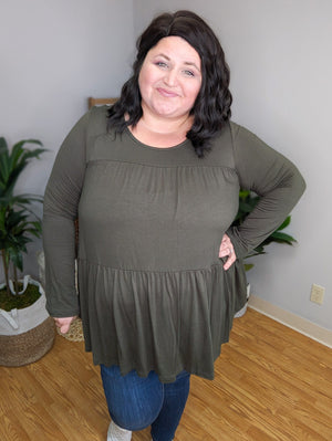 Fiona Flowy Tiered Long Sleeve Top (4 colors)
