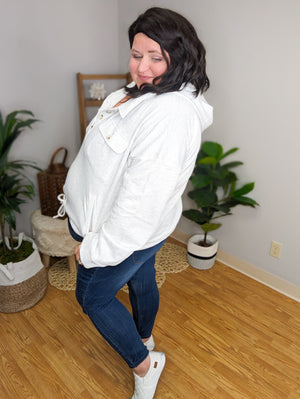 Janis Cozy Half Button Hooded Pullover