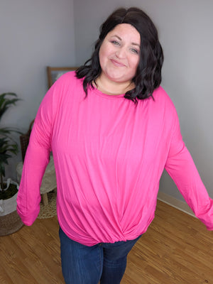 Thora Twisted Hot Pink Long Sleeve Top