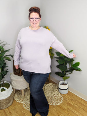 Jamie Lilac Casual Crewneck Top