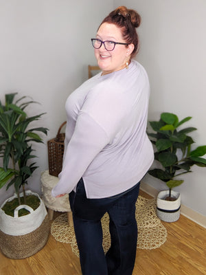 Jamie Lilac Casual Crewneck Top