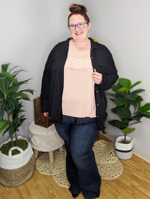 Seersucker Style Flowy Short Sleeve Top