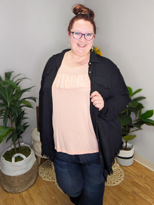 Seersucker Style Flowy Short Sleeve Top