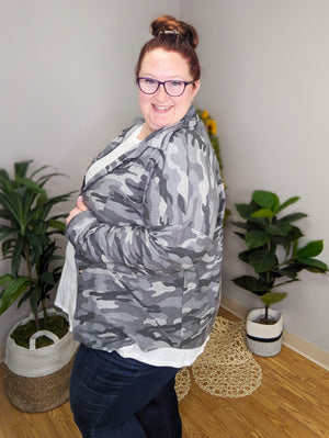 Charlie Camo Button-down Shacket Top
