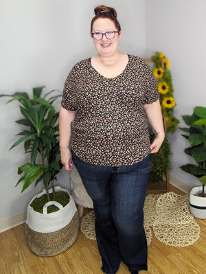 Darla Black Ditsy Floral Dolman