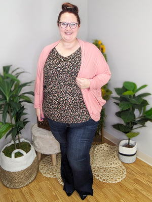 Darla Black Ditsy Floral Dolman