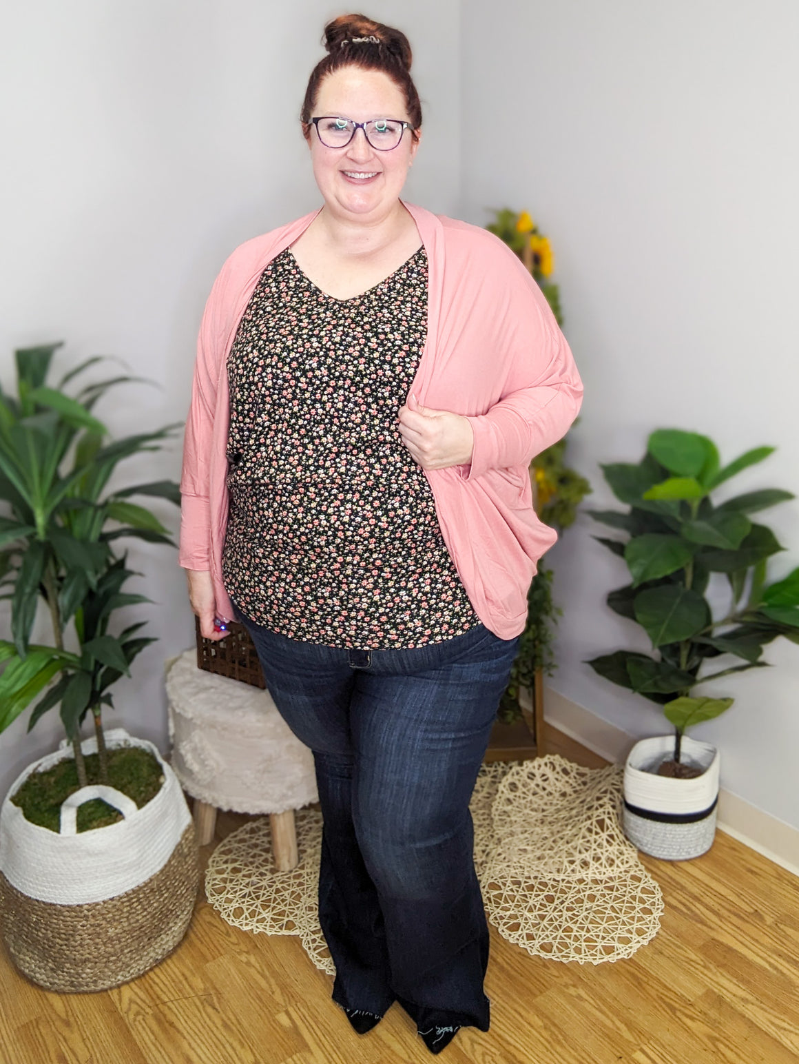 Darla Black Ditsy Floral Dolman
