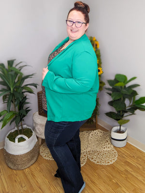 Talullah Solid Blazer in Kelly Green