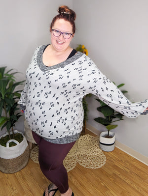 Abigail Abstract Print Vneck Top