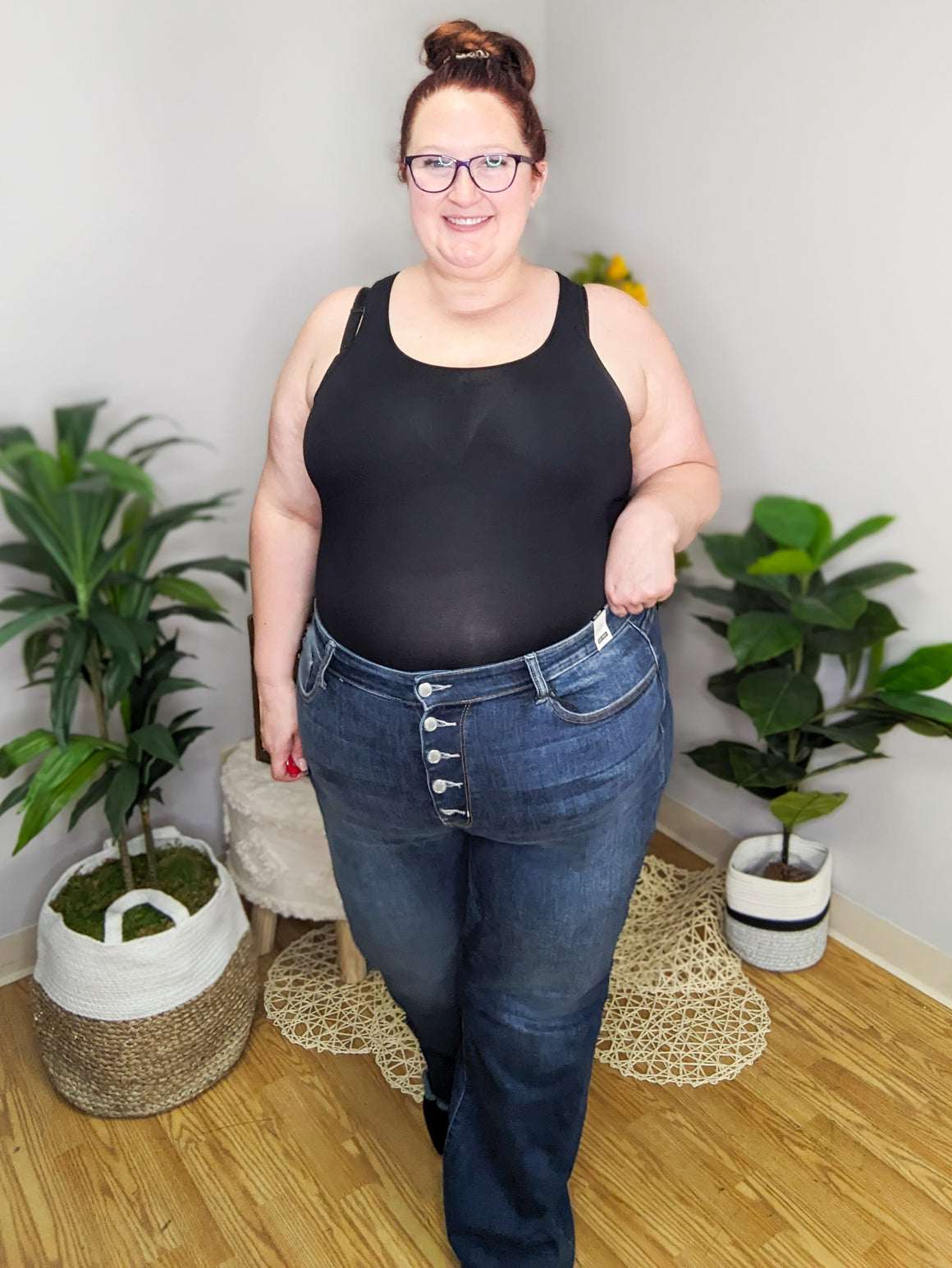 Judy Blue Button Fly Wide Leg Jeans