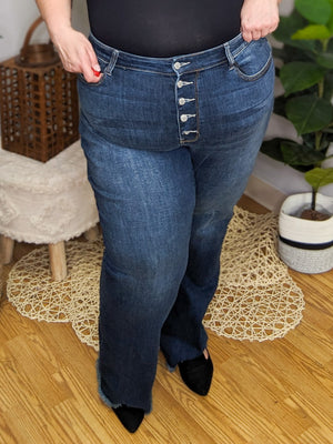 Judy Blue Button Fly Wide Leg Jeans