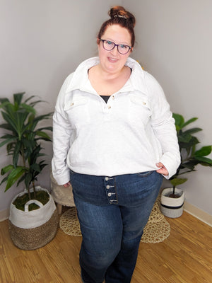 Janis Cozy Half Button Hooded Pullover