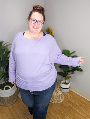 Lysette Lilac Long Sleeve Off Shoulder Dolman Top