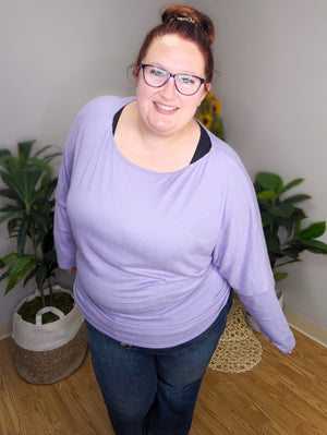 Lysette Lilac Long Sleeve Off Shoulder Dolman Top