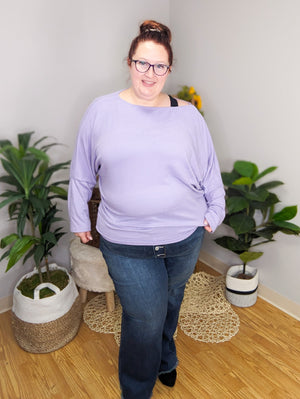 Lysette Lilac Long Sleeve Off Shoulder Dolman Top
