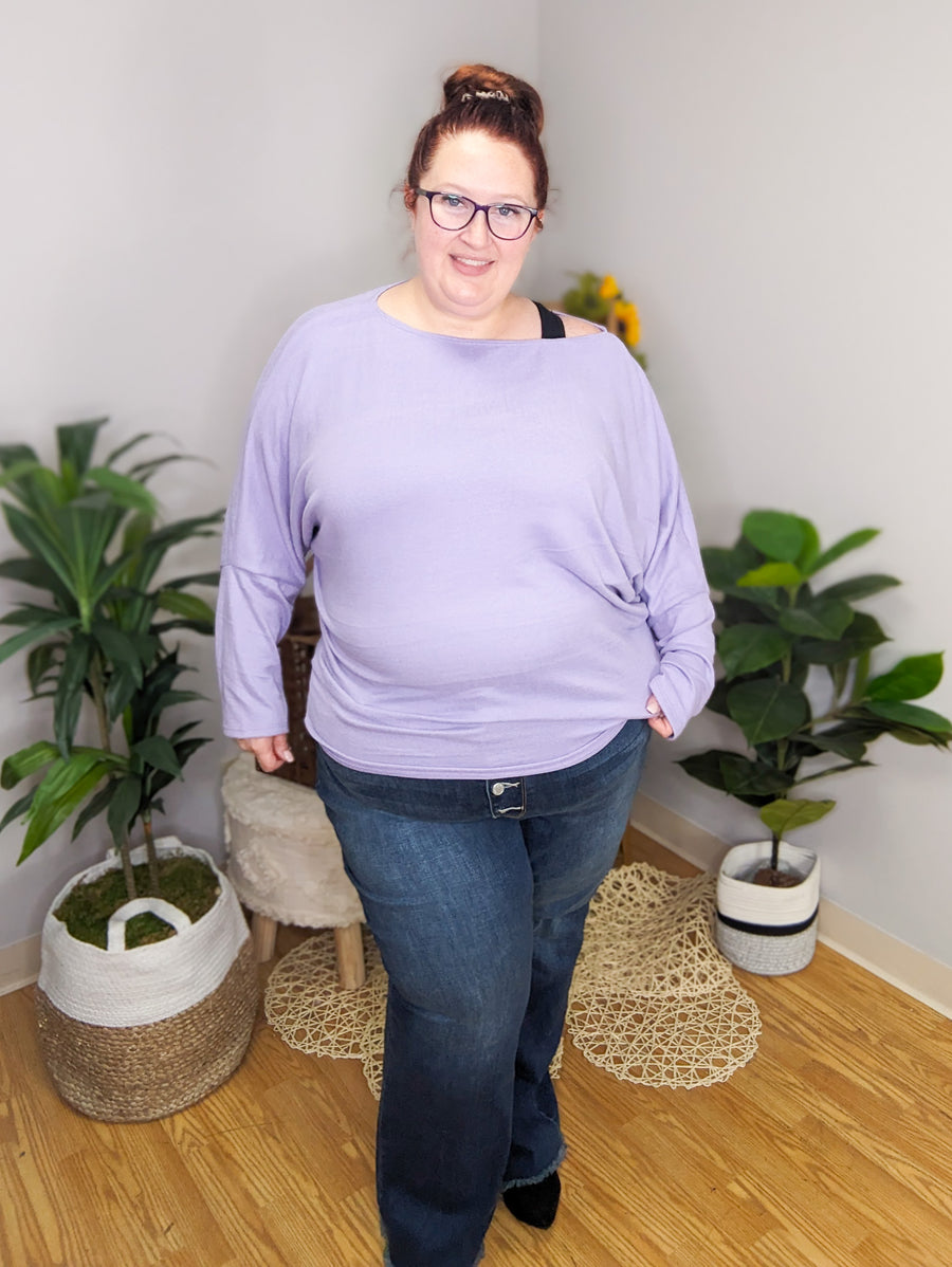 Lysette Lilac Long Sleeve Off Shoulder Dolman Top