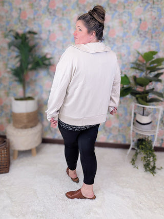 Dianna Peter Pan Collared Scuba Jacket in Stone Taupe-4- Overlayer Tops-WHITE BIRCH-Styled by Stacked - A Plus Size Women's Boutique in Lakeville, MN