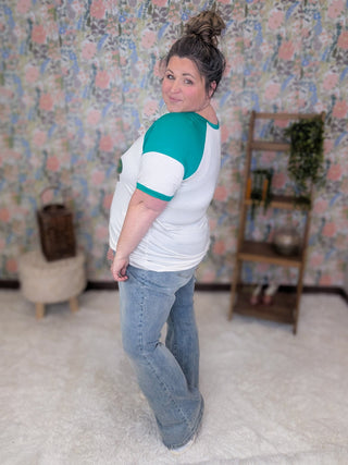 Saoirse Ringer Tee w/Clovers-6- Graphic Tops-HEIMISH-Styled by Stacked - A Plus Size Women's Boutique in Lakeville, MN