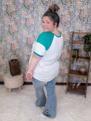 Saoirse Ringer Tee w/Clovers-6- Graphic Tops-HEIMISH-Styled by Stacked - A Plus Size Women's Boutique in Lakeville, MN