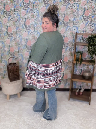 Kai Aztec Accent Draped Cardigan (4 Colors)-4- Overlayer Tops-HEIMISH-Styled by Stacked - A Plus Size Women's Boutique in Lakeville, MN