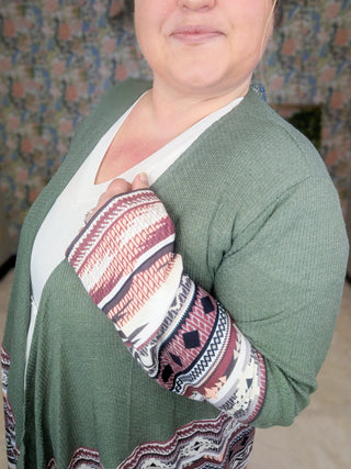 Kai Aztec Accent Draped Cardigan (4 Colors)-4- Overlayer Tops-HEIMISH-Styled by Stacked - A Plus Size Women's Boutique in Lakeville, MN
