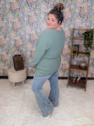 Tristan Striped Long Sleeve Henley w/Snaps-2- Long Sleeve Tops-MICHELLE MAE-Styled by Stacked - A Plus Size Women's Boutique in Lakeville, MN