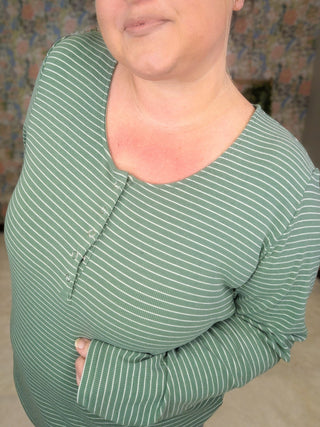 Tristan Striped Long Sleeve Henley w/Snaps-2- Long Sleeve Tops-MICHELLE MAE-Styled by Stacked - A Plus Size Women's Boutique in Lakeville, MN