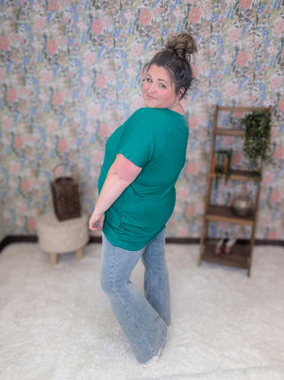 Orla Crewneck Tee w/Large Sparkle Clover (2 Colors)-6- Graphic Tops-HEIMISH-Styled by Stacked - A Plus Size Women's Boutique in Lakeville, MN