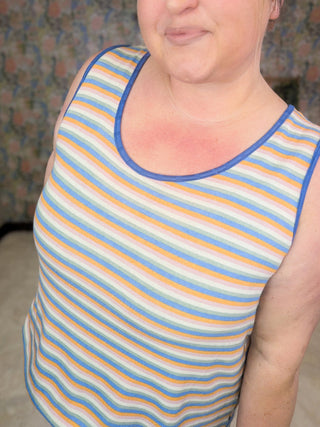 Nicolette Scoopneck Tank in Retro Stripes-1- ShortSlv/Slvless Tops-HAPTICS-Styled by Stacked - A Plus Size Women's Boutique in Lakeville, MN