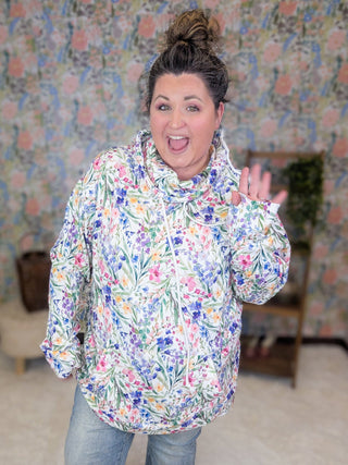 PHC Cloud Funnel Neck Pullover in Cottage Wildflower-3- Hooded Tops-MICHELLE MAE-Styled by Stacked - A Plus Size Women's Boutique in Lakeville, MN