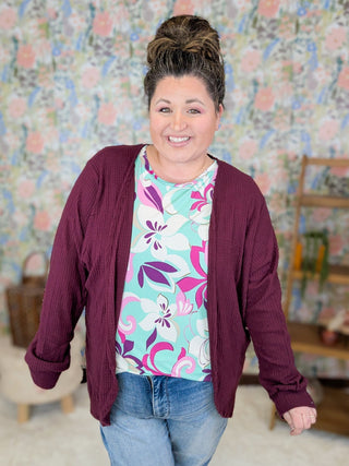 Emily Waffle Knit Cocoon Cardigan in Solids-4- Overlayer Tops-HEIMISH-Styled by Stacked - A Plus Size Women's Boutique in Lakeville, MN