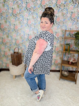 Sonnet Flutter Sleeve Tiered Top in Ivory Ditsy Floral (2 Colors)-1- ShortSlv/Slvless Tops-HEIMISH-Styled by Stacked - A Plus Size Women's Boutique in Lakeville, MN