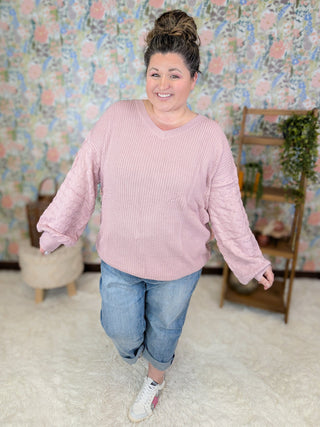 Talina Balloon Sleeve Textured Sweater in Solids (5 colors)-2- Long Sleeve Tops-MICHELLE MAE-Styled by Stacked - A Plus Size Women's Boutique in Lakeville, MN
