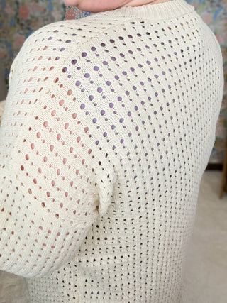 Nixie Open Knit Sweater Cardigan in Taupe-4- Overlayer Tops-WHITE BIRCH-Styled by Stacked - A Plus Size Women's Boutique in Lakeville, MN